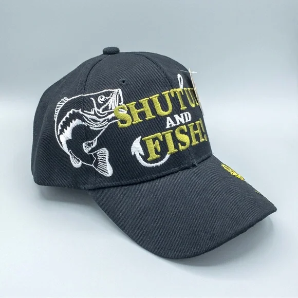 ‼️SOLD‼️ 3 Oaks Embroidered Bass “Shut Up and Fish” Baseball Hat - Adjustable - Picture 3 of 11